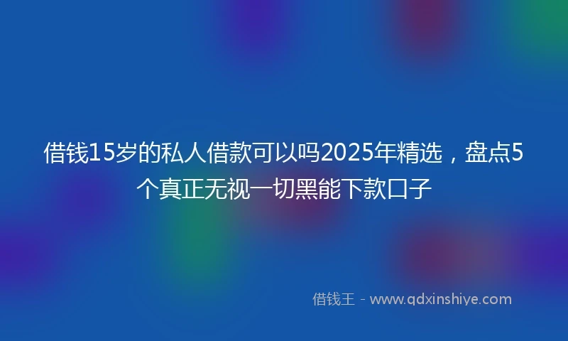 借钱15岁的私人借款可以吗2025年精选，盘点5个真正无视一切黑能下款口子