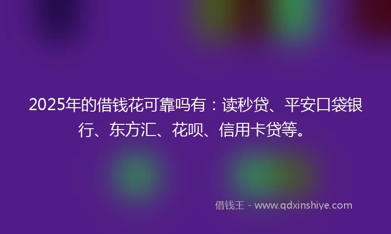 2025年的借钱花可靠吗有：读秒贷、平安口袋银行、东方汇、花呗、信用卡贷等。