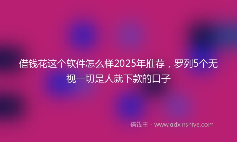 借钱花这个软件怎么样2025年推荐，罗列5个无视一切是人就下款的口子