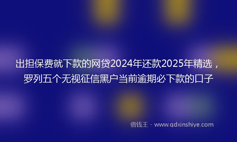 出担保费就下款的网贷2024年还款2025年精选，罗列五个无视征信黑户当前逾期必下款的口子