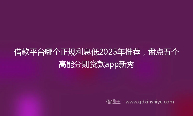 借款平台哪个正规利息低2025年推荐，盘点五个高能分期贷款app新秀
