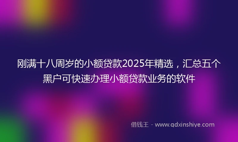刚满十八周岁的小额贷款2025年精选，汇总五个黑户可快速办理小额贷款业务的软件