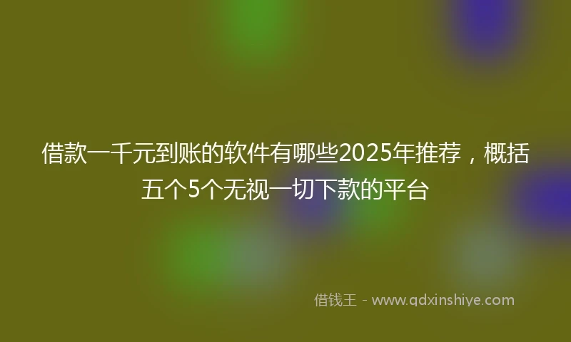 借款一千元到账的软件有哪些2025年推荐，概括五个5个无视一切下款的平台