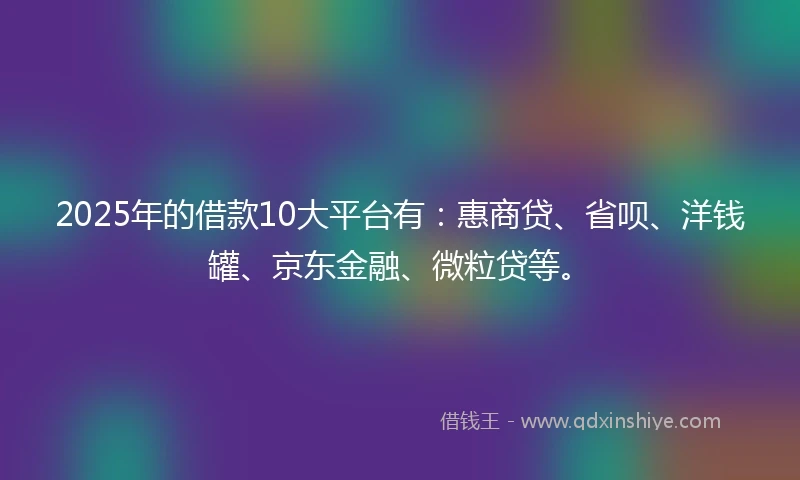 2025年的借款10大平台有：惠商贷、省呗、洋钱罐、京东金融、微粒贷等。