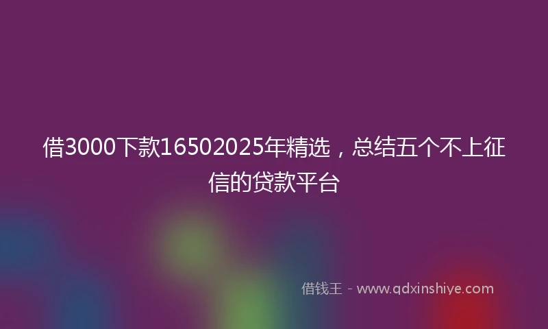 借3000下款16502025年精选，总结五个不上征信的贷款平台