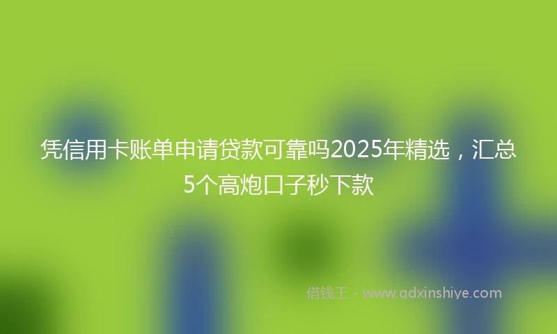 凭信用卡账单申请贷款可靠吗2025年精选，汇总5个高炮口子秒下款