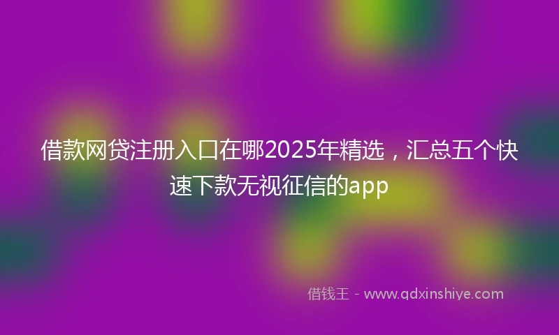 借款网贷注册入口在哪2025年精选，汇总五个快速下款无视征信的app