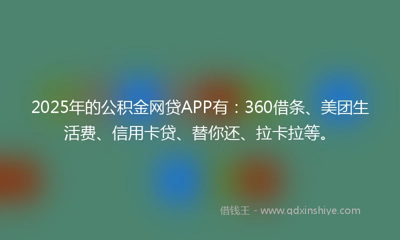 2025年的公积金网贷APP有：360借条、美团生活费、信用卡贷、替你还、拉卡拉等。