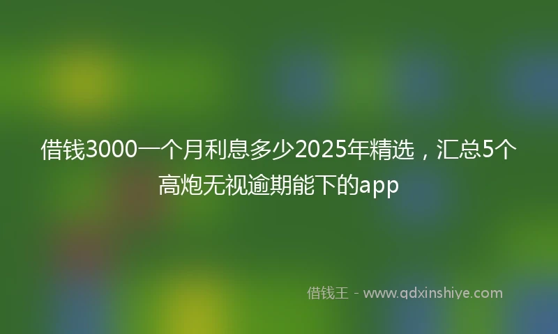 借钱3000一个月利息多少2025年精选，汇总5个高炮无视逾期能下的app