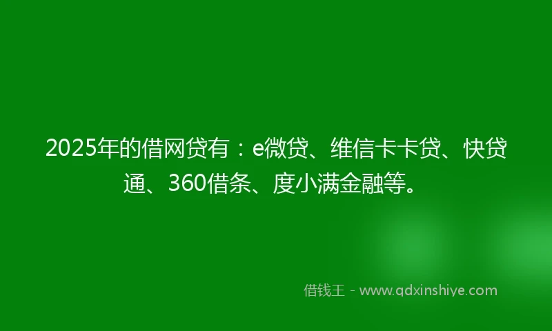 2025年的借网贷有：e微贷、维信卡卡贷、快贷通、360借条、度小满金融等。