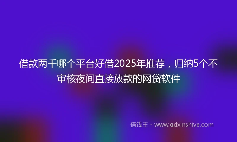 借款两千哪个平台好借2025年推荐,归纳5个不审核夜间直接放款的网贷软件