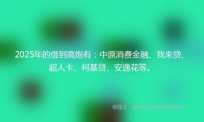 2025年的借到高炮有：中原消费金融、我来贷、超人卡、柯基贷、安逸花等。