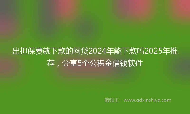 出担保费就下款的网贷2024年能下款吗2025年推荐，分享5个公积金借钱软件