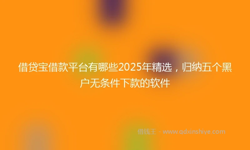 借贷宝借款平台有哪些2025年精选，归纳五个黑户无条件下款的软件