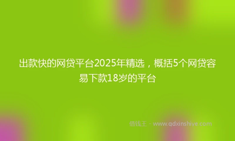 出款快的网贷平台2025年精选，概括5个网贷容易下款18岁的平台