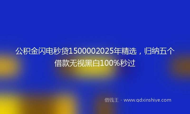 公积金闪电秒贷1500002025年精选，归纳五个借款无视黑白100%秒过