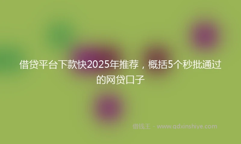 借贷平台下款快2025年推荐，概括5个秒批通过的网贷口子