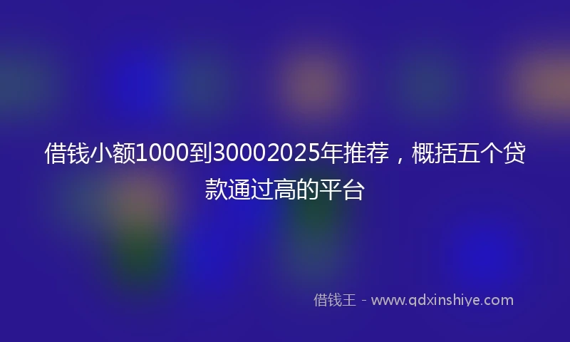 借钱小额1000到30002025年推荐，概括五个贷款通过高的平台