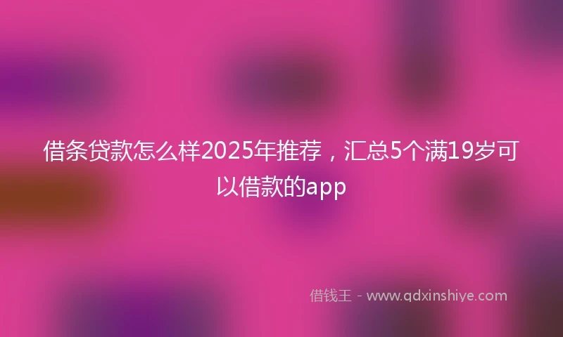借条贷款怎么样2025年推荐，汇总5个满19岁可以借款的app