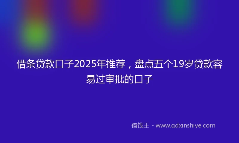 借条贷款口子2025年推荐，盘点五个19岁贷款容易过审批的口子