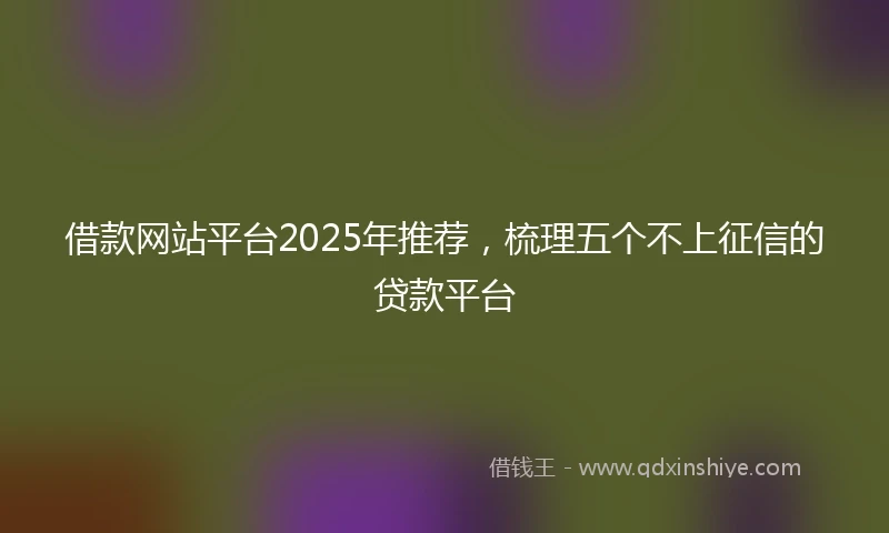 借款网站平台2025年推荐，梳理五个不上征信的贷款平台