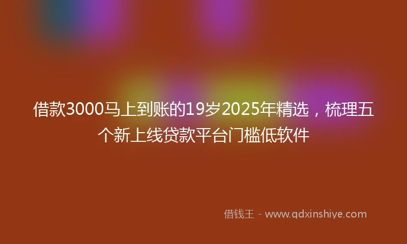 借款3000马上到账的19岁2025年精选，梳理五个新上线贷款平台门槛低软件