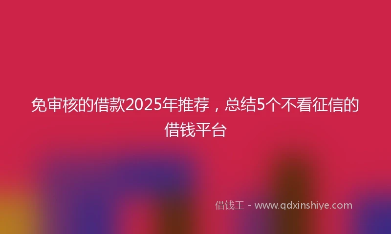 免审核的借款2025年推荐，总结5个不看征信的借钱平台