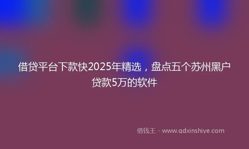 借贷平台下款快2025年精选，盘点五个苏州黑户贷款5万的软件