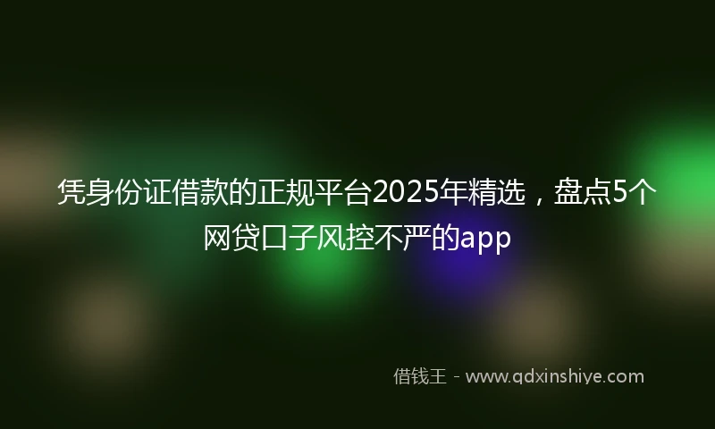凭身份证借款的正规平台2025年精选，盘点5个网贷口子风控不严的app