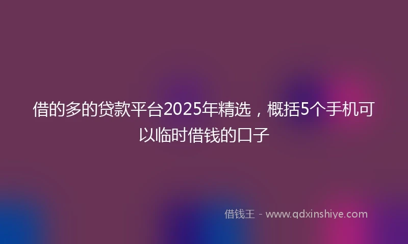 借的多的贷款平台2025年精选，概括5个手机可以临时借钱的口子