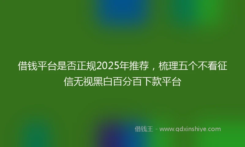 借钱平台是否正规2025年推荐，梳理五个不看征信无视黑白百分百下款平台