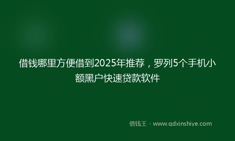 借钱哪里方便借到2025年推荐，罗列5个手机小额黑户快速贷款软件