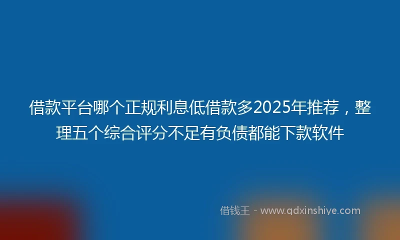 借款平台哪个正规利息低借款多2025年推荐，整理五个综合评分不足有负债都能下款软件