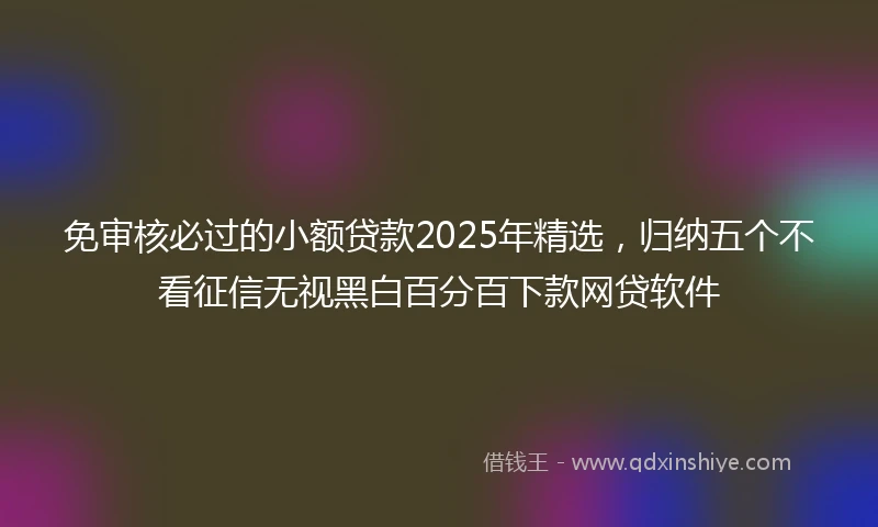 免审核必过的小额贷款2025年精选，归纳五个不看征信无视黑白百分百下款网贷软件