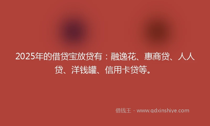 2025年的借贷宝放贷有：融逸花、惠商贷、人人贷、洋钱罐、信用卡贷等。