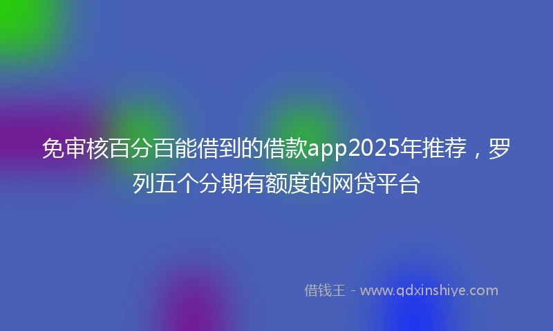 免审核百分百能借到的借款app2025年推荐，罗列五个分期有额度的网贷平台