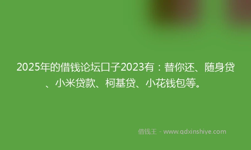 2025年的借钱论坛口子2023有：替你还、随身贷、小米贷款、柯基贷、小花钱包等。