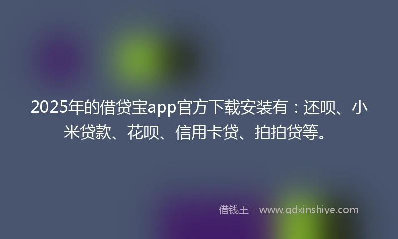 2025年的借贷宝app官方下载安装有：还呗、小米贷款、花呗、信用卡贷、拍拍贷等。