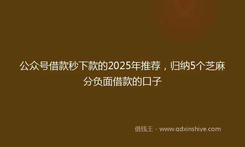 公众号借款秒下款的2025年推荐，归纳5个芝麻分负面借款的口子