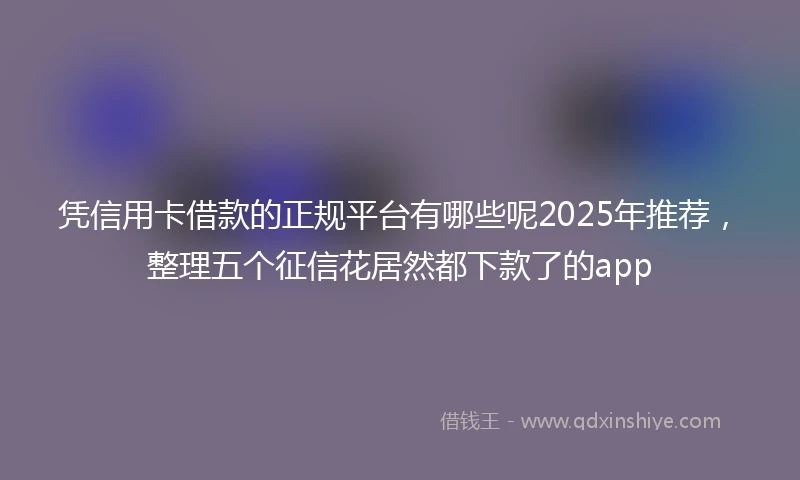 凭信用卡借款的正规平台有哪些呢2025年推荐，整理五个征信花居然都下款了的app