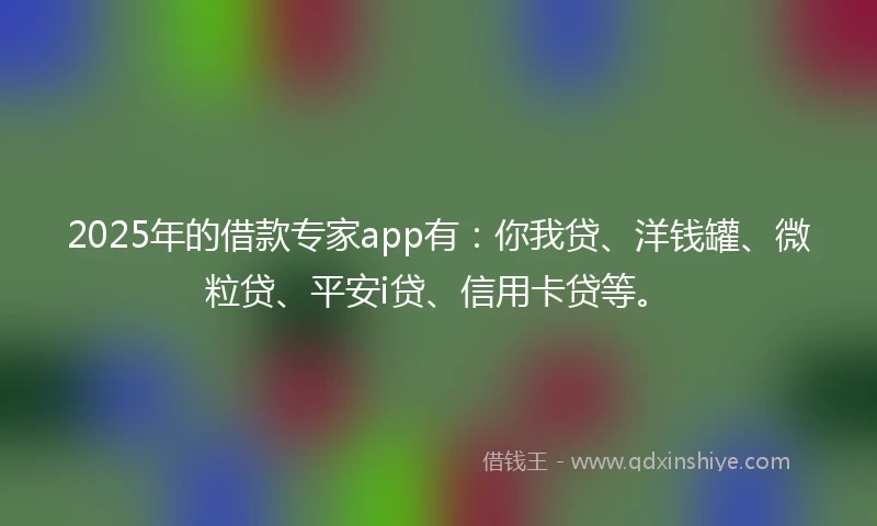 2025年的借款专家app有：你我贷、洋钱罐、微粒贷、平安i贷、信用卡贷等。