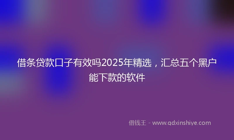 借条贷款口子有效吗2025年精选，汇总五个黑户能下款的软件