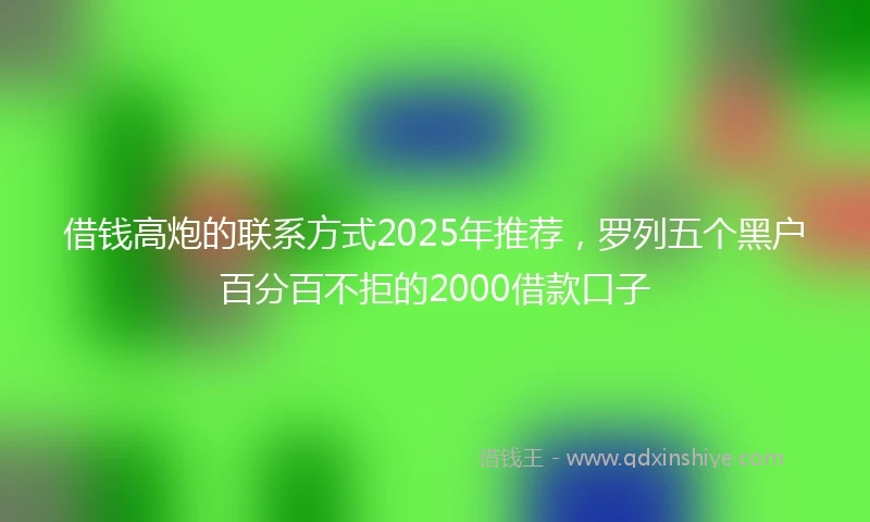 借钱高炮的联系方式2025年推荐，罗列五个黑户百分百不拒的2000借款口子