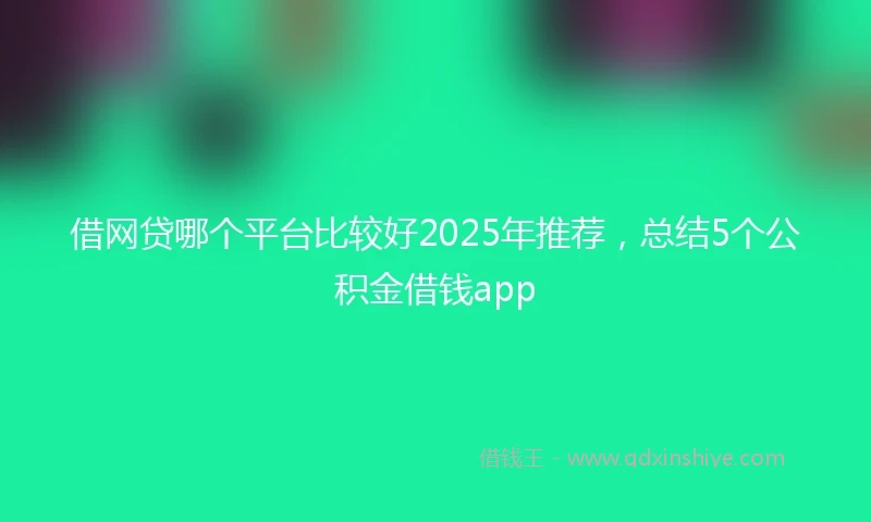 借网贷哪个平台比较好2025年推荐，总结5个公积金借钱app