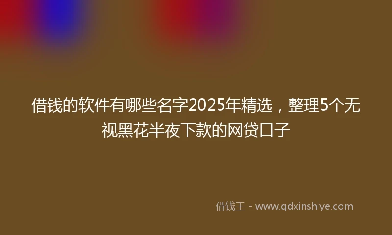 借钱的软件有哪些名字2025年精选，整理5个无视黑花半夜下款的网贷口子