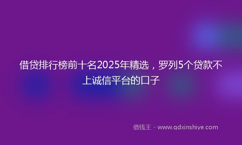 借贷排行榜前十名2025年精选，罗列5个贷款不上诚信平台的口子