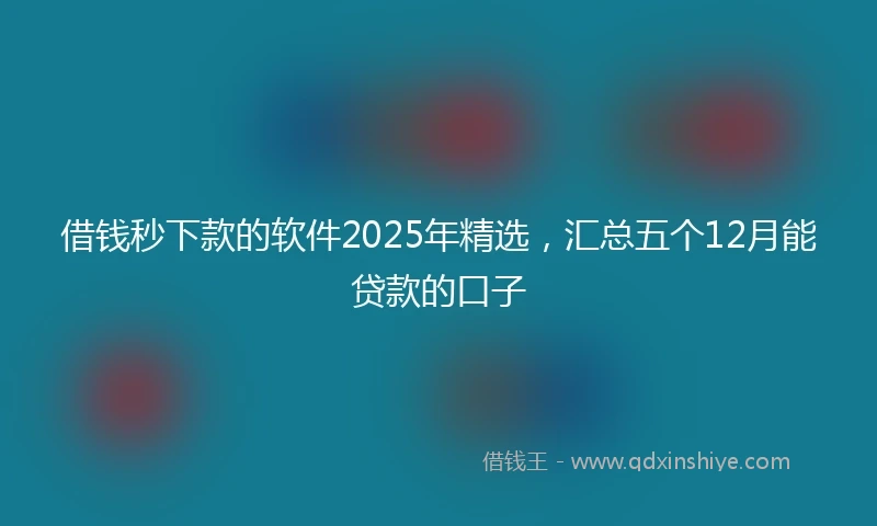 借钱秒下款的软件2025年精选，汇总五个12月能贷款的口子