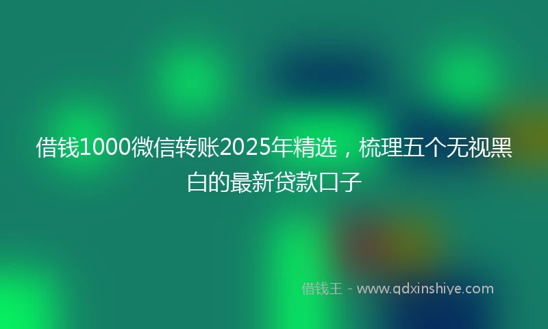 借钱1000微信转账2025年精选，梳理五个无视黑白的最新贷款口子