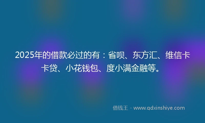 2025年的借款必过的有：省呗、东方汇、维信卡卡贷、小花钱包、度小满金融等。