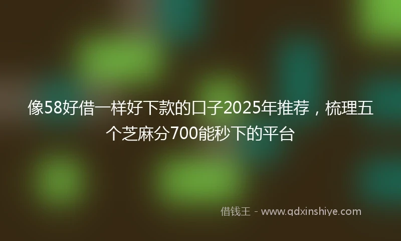 像58好借一样好下款的口子2025年推荐，梳理五个芝麻分700能秒下的平台